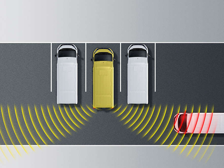 Opel Movano, демонстрація дії системи виявлення перехресного руху ззаду